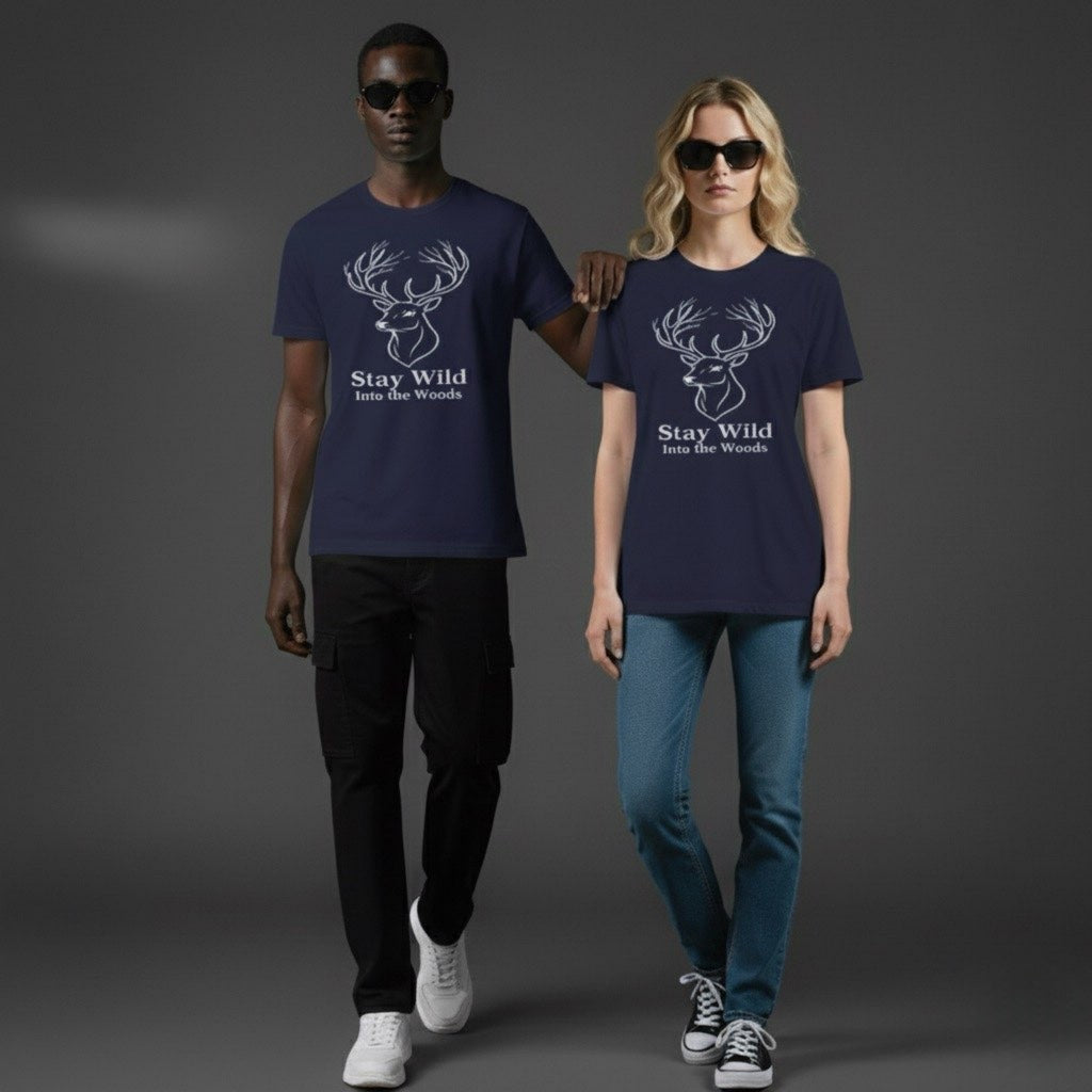 Stay Wild Stag T-Shirt | Minimalist Nature Graphic Tee | Premium Unisex Tee | BELNIVON Unisex t-shirt