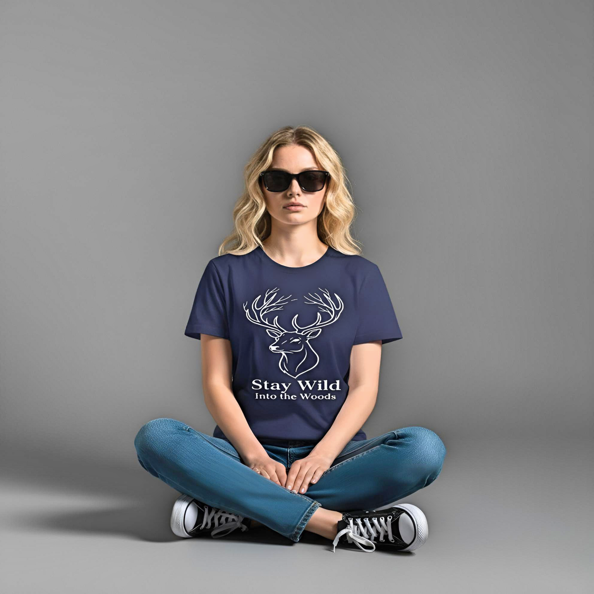 Stay Wild Stag T-Shirt | Minimalist Nature Graphic Tee | Premium Unisex Tee | BELNIVON Unisex t-shirt