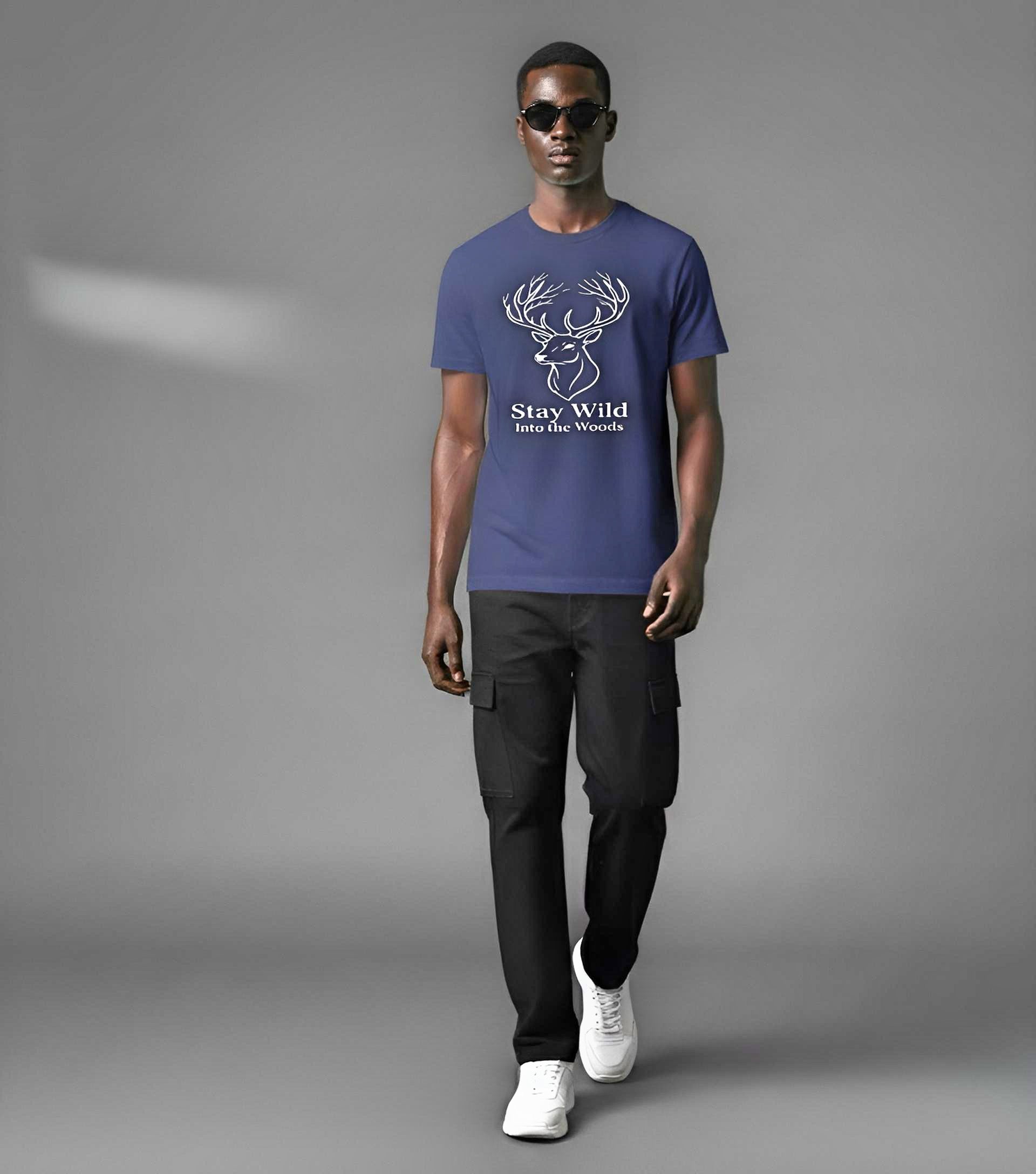 Stay Wild Stag T-Shirt | Minimalist Nature Graphic Tee | Premium Unisex Tee | BELNIVON Unisex t-shirt