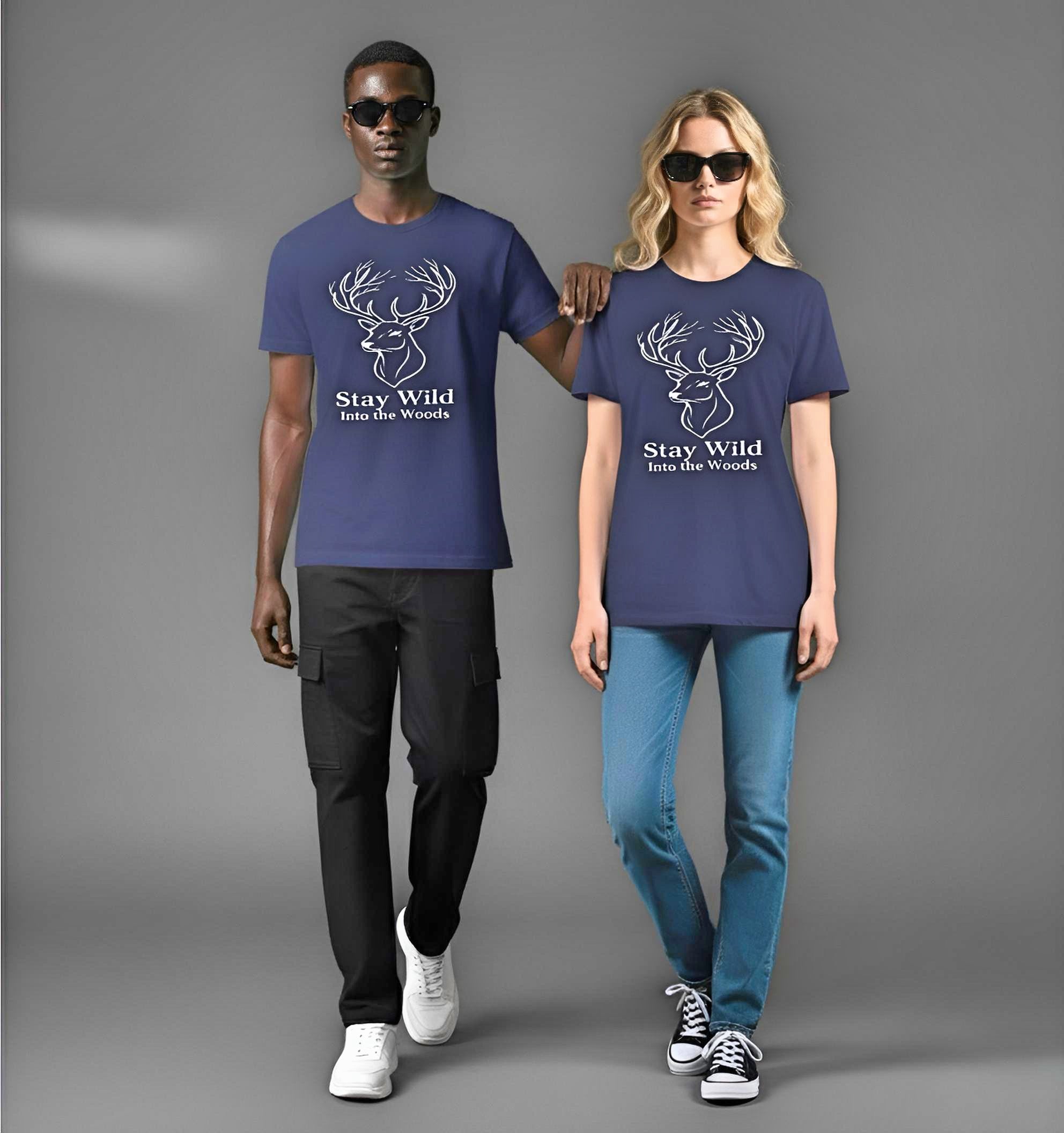 Stay Wild Stag T-Shirt | Minimalist Nature Graphic Tee | Premium Unisex Tee | BELNIVON Unisex t-shirt