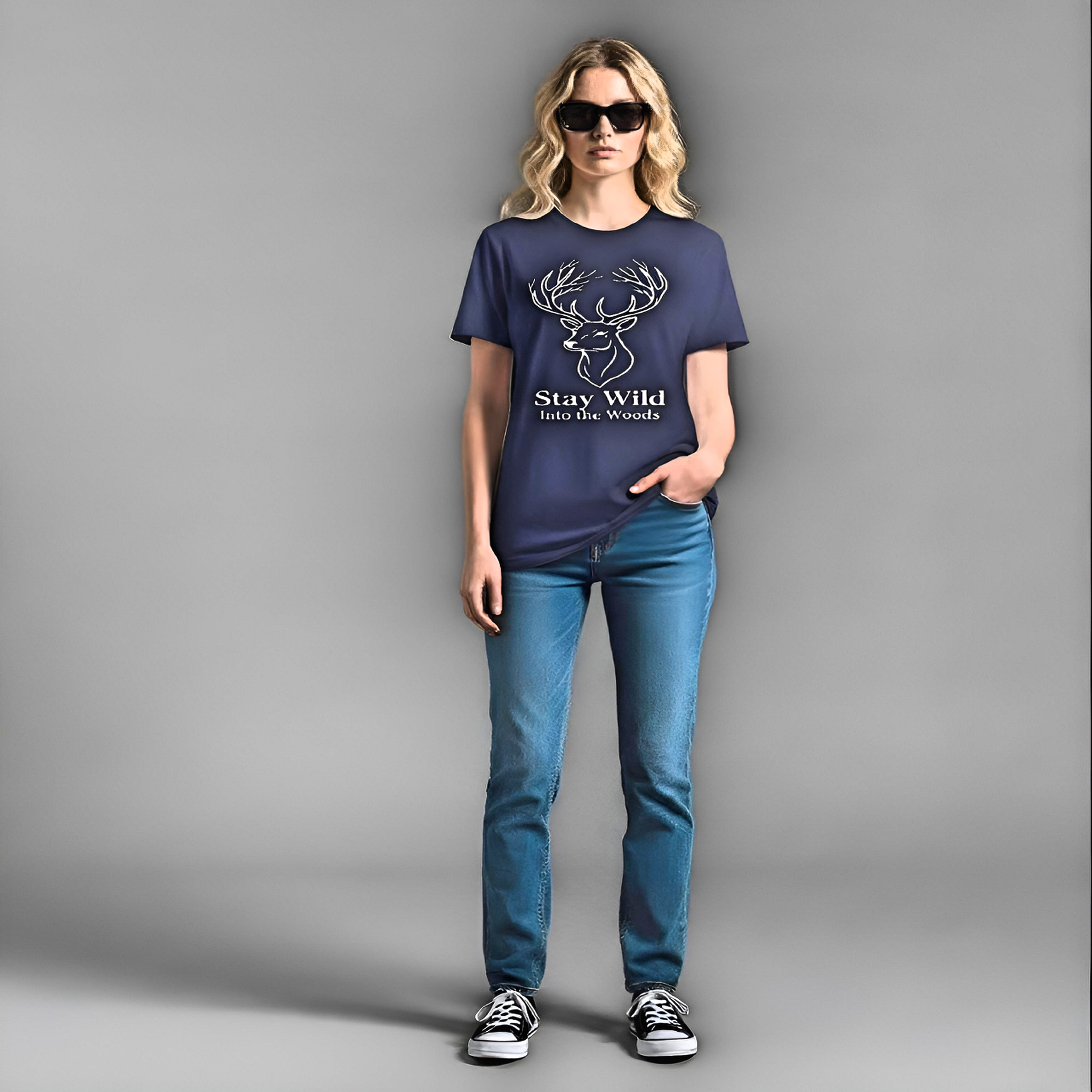 Stay Wild Stag T-Shirt | Minimalist Nature Graphic Tee | Premium Unisex Tee | BELNIVON Unisex t-shirt