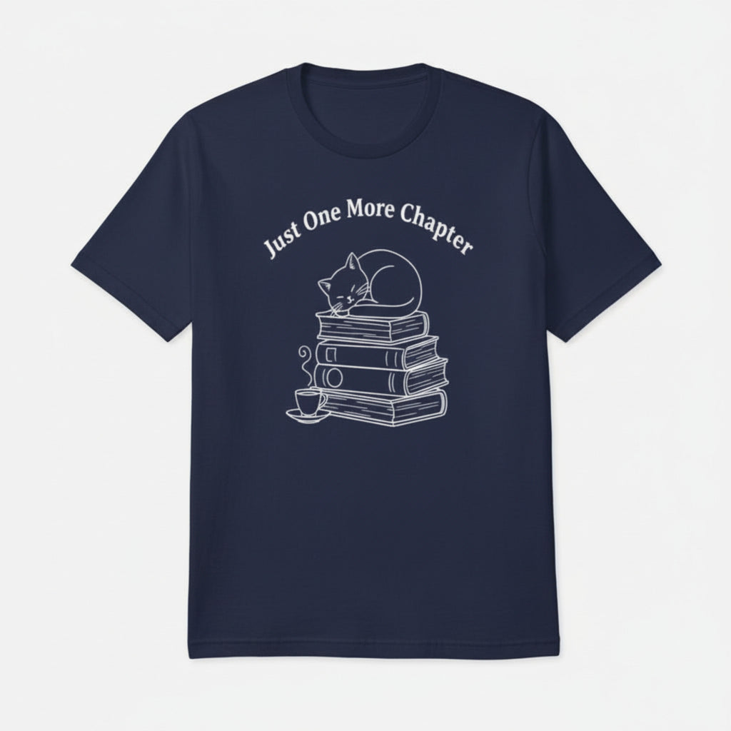 Book Lover Cat Graphic T-Shirt | One More Chapter Unisex Minimalist T-Shirt | BELNIVON