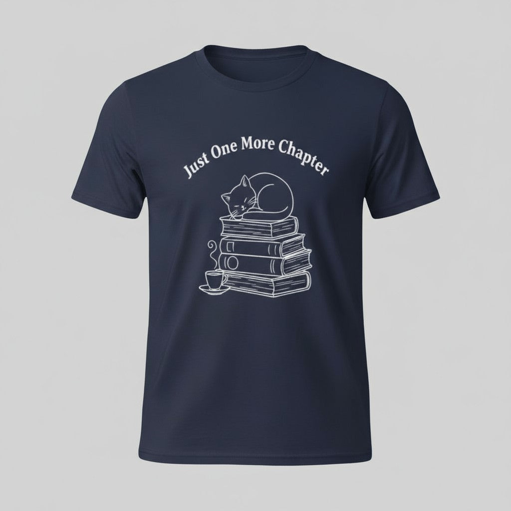 Book Lover Cat Graphic T-Shirt | One More Chapter Unisex Minimalist T-Shirt | BELNIVON