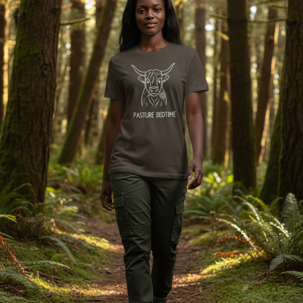 Pasture Bedtime T-Shirt | Minimalist Cow Graphic Tee | UK | BELNIVON